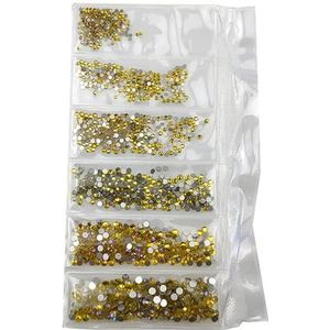 Glitter Crystal Nail Art Steentjes SS3-SS30 Plaksteen Clear Non Hot Fix Steentjes Lijm Op Nail Art Decoraties-Citroen geel AB