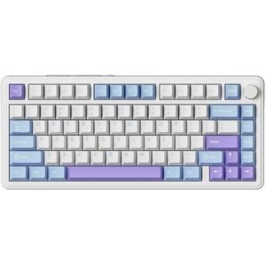 ATTACK SHARK X85 pakking mechanisch toetsenbord met knop, 75% (BT5.0/2.4G/USB-C) draadloos gamingtoetsenbord en vijflaagse vulling, RGB, 5000 mAh, hot-swappable, PBT-keycaps voor Win/Mac (wit)