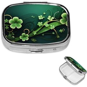 Pillendoosje Geneeskunde Pil Organizer Happy st Patrick's Day Kleine Pillendoosje Reizen Pillencontainer Draagbare Pillendoos voor Pocket 2 Compartimenten Pillenhouder Pillendozen voor Reizen