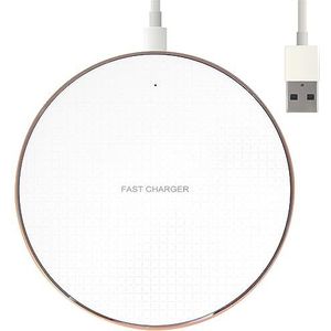 Nuvance | Draadloze Oplader 10W | Inclusief Kabel | Wireless Charger | Fast Charger | Geschikt voor iPhone en Samsung | Wit (Goud)