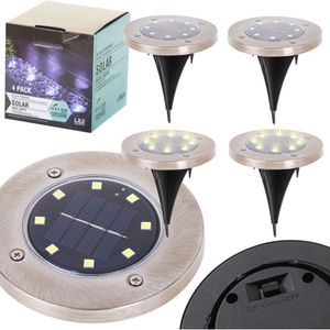 Solar Prikspots Tuinverlichting - Grondverlichting Tuinspots - Schemersensor Warm Wit - Oplaadbare Batterijen - 4 stuks
