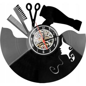 Activeshop Decoratieve Wandklok met Kapper Design - Klok perfect voor in de kapsalon - Barbershop - Vintage Design - Zwart