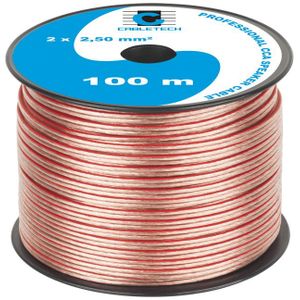 Speaker kabel luidsprekersnoer CCA Transparant 2x 2.5mm Haspel 100m