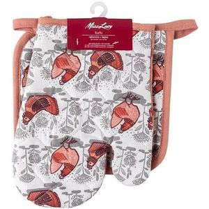 Miss Lucy Kurki set van 2 ovenwanten - Ovenhandschoenen - Pan lap - Keuken textiel - Keukenhandschoen - Roze