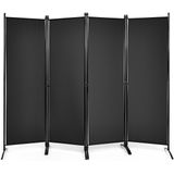 Trendmix Metalen Room Divider Kamerscherm  - Opvouwbare Binnenwand Met Stabiele Voeten - Kamerscherm Panelen voor Thuis en Kantoor 220 x 173 cm - Zwart