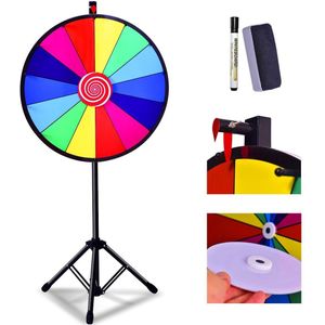 Trendmix Rad van Fortuin - Draairad Met tripod - Draaiwiel Met 14 Schrijfvakken - Gezelschapsspel Loterijspel - Ø 60 cm