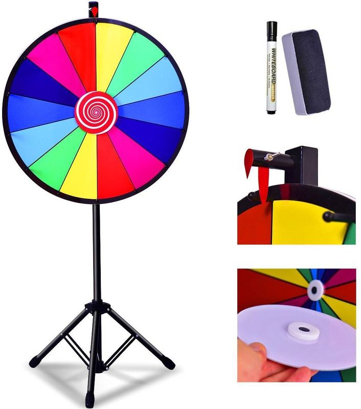Trendmix Rad van Fortuin - Draairad Met tripod - Draaiwiel Met 14 Schrijfvakken - Gezelschapsspel Loterijspel - Ø 60 cm