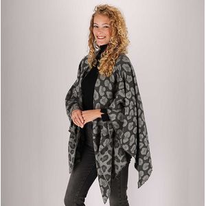 Geweven Poncho - Multi Grijs - Dames