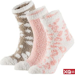 XQ - Bedsokken - Roze/Bruin - 3-Pak - Dames