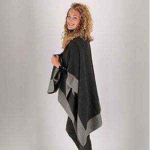 Geweven poncho - Dames - Zwart