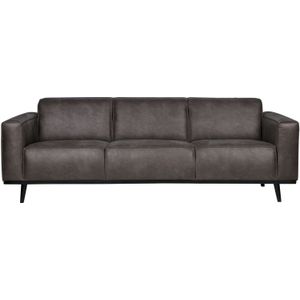 STATEMENT 3-ZITS BANK 230 CM LEDERLOOK DONKERGRIJS