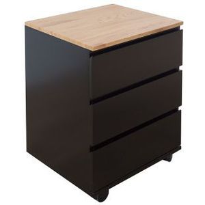 BIG DEAL - Rolcontainer - Matzwart Eiken - 46cm - Drie Lades