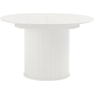 Nola - Uitschuifbare Eettafel - Wit - Eiken Fineer - 120/167cm