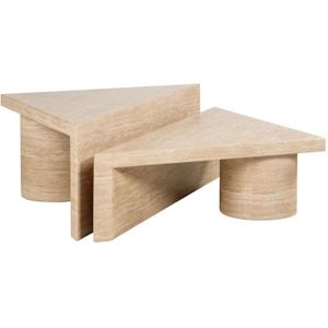 Salontafel set Fictus Travertine faux (Beige)