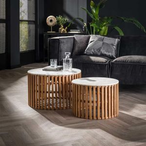 Salontafel set/2  sunset / Wit marmer