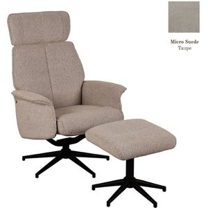 Fauteuil Verdal - Taupe - Micro Suede - Incl. Ottoman