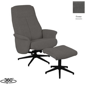 Fauteuil Bergen - Antraciet - Cosmo - Incl. Ottoman