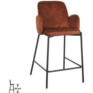 Set V 2 - D-MAXX Barkruk Jari - Rust - Velours - Zithoogte 65