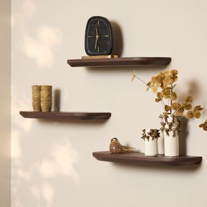 Wandplank Gusta Walnut | 60 cm | Set van 3