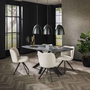 Eetkamertafel 180 deens ovaal / 3D Melamine slate stone