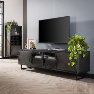 TV-meubel 180cm Rift metal / Gun metal