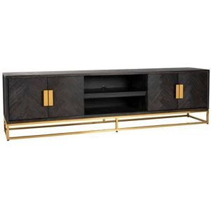 Richmond TV-meubel Zwartbone Goud 4-Deuren 220cm - Eikenhout/Metaal