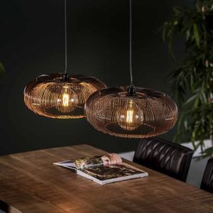 Hanglamp 2x 43 disk wire copper twist / Zwart nikkel