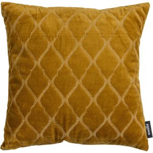 Laatste model! NELLA KUSSEN MET RUIT VELVET WARM GEEL 45x45CM