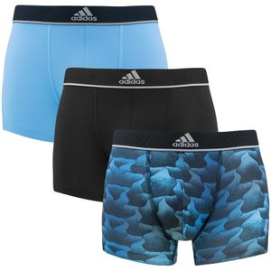 Adidas - 3-pack microfiber boxershorts active flex basic print blauw & zwart - Heren
