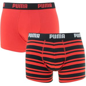 PUMA - 2-pack boxershorts heritage stripe rood & zwart - Heren