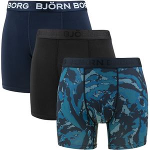 Björn Borg - Performance 3-pack microfiber boxershorts basic camouflage blauw & zwart - Heren