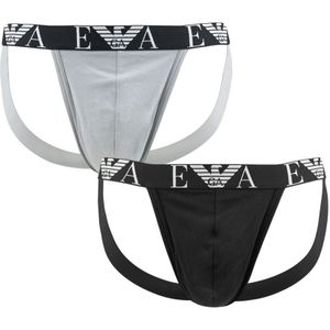 Emporio Armani boxershorts - 2-pack jockstraps basic zwart & grijs - Heren