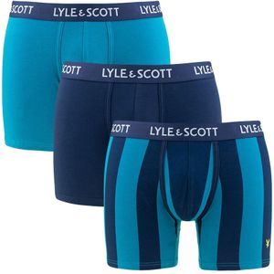 Lyle & Scott - 3-pack long boxershorts elias stripe blauw - Heren