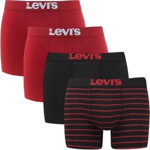 Levi&#039;s - 4-pack boxershorts basic vintage rood & zwart - Heren