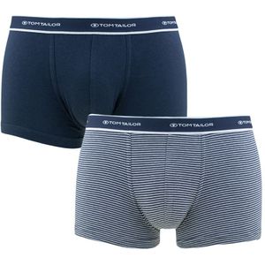 TOM TAILOR - 2-pack boxershorts basic stripe blauw & grijs - Heren