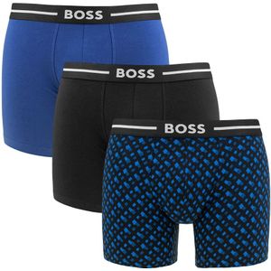 Hugo Boss - BOSS bold 3-pack boxershorts basic print blauw & zwart 982 - Heren