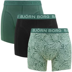 Björn Borg - Cotton stretch 3-pack boxershorts basic print groen & zwart II - Heren