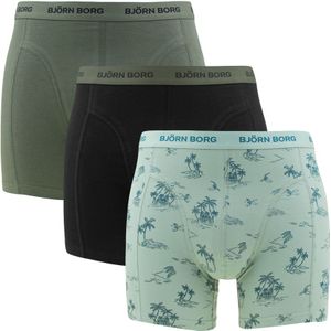 Björn Borg - Cotton stretch 3-pack boxershorts basic palm groen & zwart - Heren