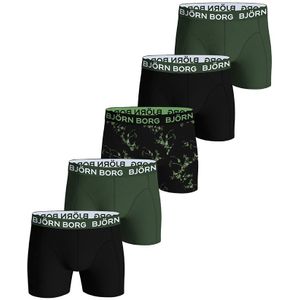 Björn Borg - Cotton stretch 5-pack boxershorts basic leafs zwart & groen - Heren