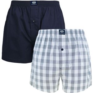 CECEBA - 2-pack wijde boxershort blocks blauw & wit - Heren