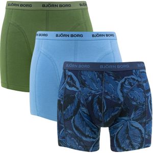 Björn Borg - Cotton stretch 3-pack boxershorts basic leafs blauw & groen - Heren