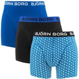 Björn Borg - Cotton stretch 3-pack boxershorts basic dots blauw & zwart - Heren