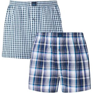 Götzburg - 2-pack wijde boxershorts block blauw &amp; wit - Heren