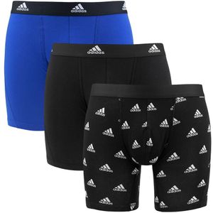 Adidas - 3-pack long boxershorts brand logo zwart & blauw - Heren