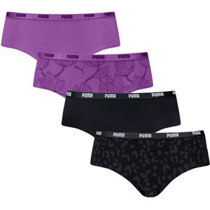 PUMA boxershorts - 4-pack hipsters mixed print paars & zwart - Dames
