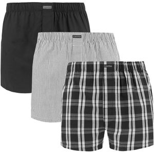 Calvin Klein boxershorts - 3-pack woven classic fit stripe / check / zwart - Heren wijd