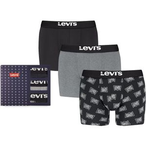 Levi&#039;s - Giftbox 3-pack boxershorts western logo zwart & grijs - Heren