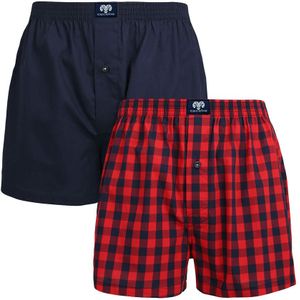 CECEBA - 2-pack wijde boxershort blocks blauw & rood - Heren