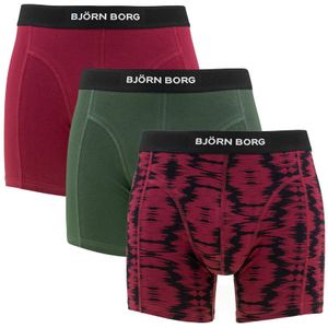 Björn Borg - Premium cotton stretch 3-pack boxershorts basic print rood & groen - Heren