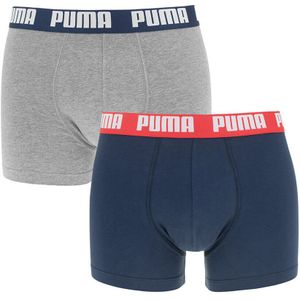 PUMA - 2-pack boxershorts basic blauw & grijs V - Heren
